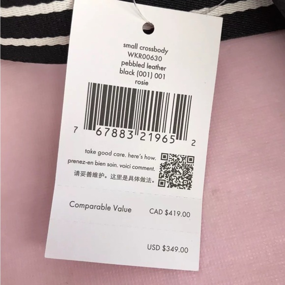 Kate Spade Rosie  Small Crossbody Bag. Black. Black & White Strap. New With Tag. - Picture 11 of 13